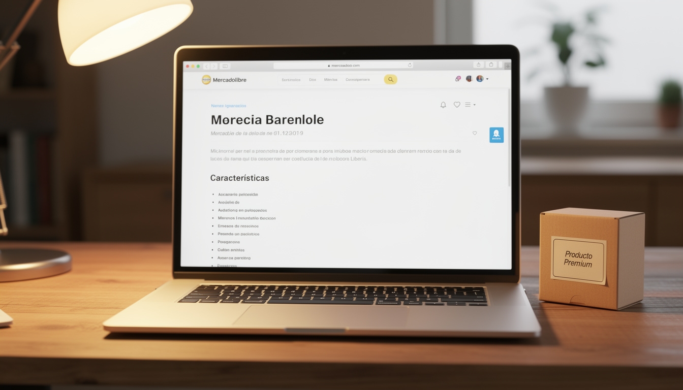 Pantalla mostrando una publicación de MercadoLibre bien estructurada con descripción detallada y fotos de producto